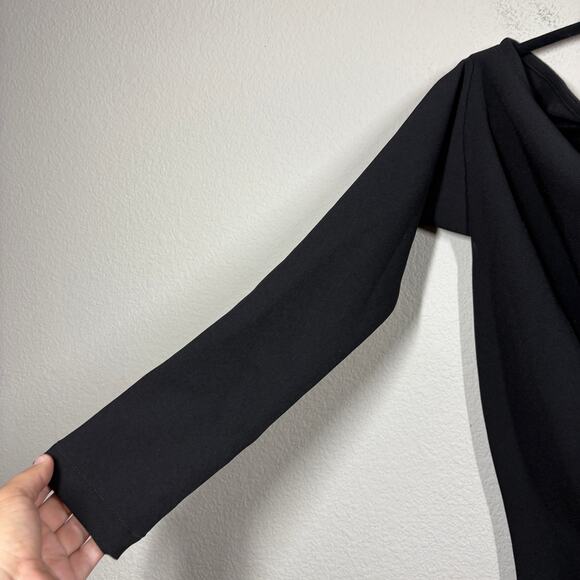 Ninobrand Size 4 Cowl Neck Side Slit Maxi Sheath Dress Black Long Sleeves - Picture 3 of 10